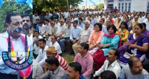 Union MoS Dr Jitendra Singh addressing a public meeting in Kathua on Saturday.  -Excelsior/Madan