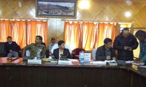 DC Kargil Dr Prasanna Ramaswamy conducting election of CEC Kargil on Monday. — Excelsior/Murtaza Ali