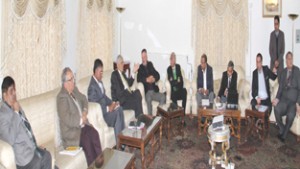 Chief Minister Mufti Mohd Sayeed chairing a high level meeting in Srinagar on Thursday.