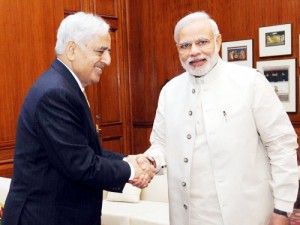 Chief Minister Mufti Mohammad Sayeed meeting Prime Minister Narendra Modi in New Delhi on Tuesday.