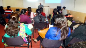 Students listening speaker keenly at Institute of Management Sciences in Jammu. 