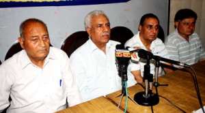 ASKPC & KPS leaders at a joint press conference at Jammu on Wednesday.—Excelsior/Rakesh