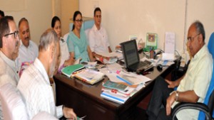 Secretary PHE, Parvez Ahmed Malik chairing a meeting at Jammu on Friday.