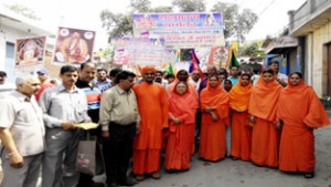 Sadbhawana Yatra being taken out in Jammu on Sunday.