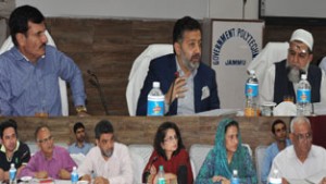 Minister for Technical Education, Imran Raza Ansari reviewing functioning of Polytechnic Colleges in a meeting at Jammu on Thursday.