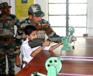 Young shooters and dignitaries during the inauguration of Shooting Range at APS BD Bari in Jammu.