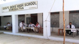 Doctors during a medical camp at Govt Boys School, Ban Sultan in Miran Sahib area of Jammu.