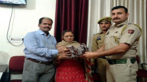 Unclaimed bag being returned to its owner by Katra police on Wednesday.