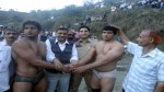 Wrestlers being felicitated by the dignitaries at Dansal in Jammu.