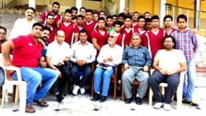 State Wrestling team posing along with dignitaries and officials before leaving for Jharkhand.