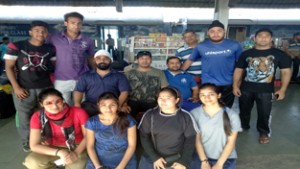 State judokas posing for a group photograph along with Vikas Gupta, Joint Secretary Judo Federation of India before their departure.