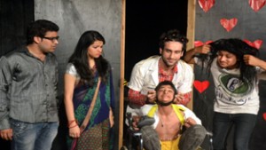 A scene from the play 'Man who married a dumb wife' staged in Natrang Sunday Theatre Series.