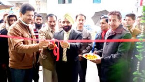 Cluster Head of J&K Bank for Udhampur district, Iqbal Singh inaugurating BU at Mantalai.