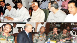 Governor N N Vohra chairing a meeting of Rajya Sainik Board at Raj Bhavan.