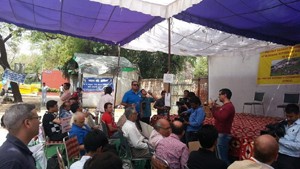 KPs protesting at New Delhi on Saturday.