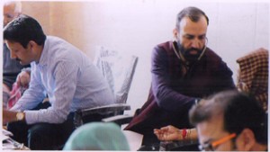 Dr Sushil Sharma, HoD Cardiology examining patients at Home for Aged & Infirm at Ambphalla, Jammu on Sunday. 