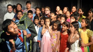 Children giving performance during a play on conclusion of workshop by Natrang on Tuesday.