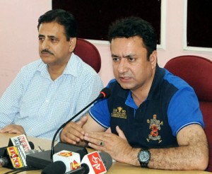 Minister for CA&PD Choudhary Zulfkar addressing a press conference on Thursday.