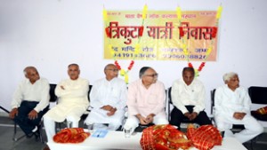 Participants during annual day function by Shri Mata Vaishno Lok Kalyan Sansthan at Jammu on Sunday.