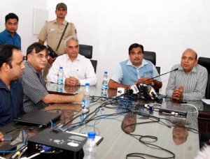 Union Minister of Road Transport and Highways, Nitin Gadkari launching an E-Magazine of the National Highway Authority of India(NHAI), in New Delhi on Tuesday. (UNI )