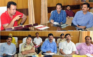 Minister for CAPD, Choudhary Zulfkar Ali chairing a meeting at Jammu on Saturday.