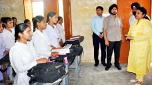 Minister of State for Education, Priya Sethi interacting with students during her visit to a school on Tuesday.
