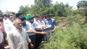 Speaker Legislative Assembly Kavinder Gupta during visit to his constituency on Friday. 