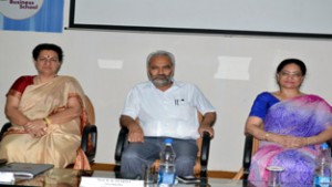 Dignitaries during a programme at University of Jammu.