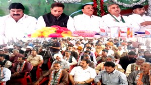 Congress leaders during launching of membership drive at district Ramban on Friday.