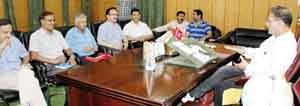 Speaker, Kavinder Gupta chairing meeting at Jammu on Friday.