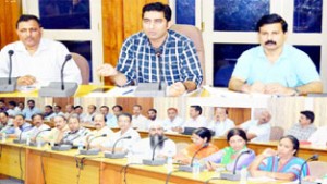 Dr Shahid Iqbal Choudhary chairing a meeting at Udhampur.