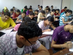 Students busy in first VST at Sachdeva New P.T. College in Jammu.