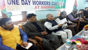 BJP leaders at one day conference at Shopian on Saturday.