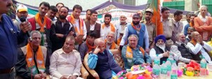 BJP leaders during a public meeting at Bandipora on Monday.