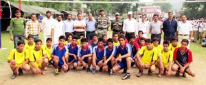 Winners posing for a group photograph during Inter-Zonal Sports Meet conducted by Army in Rajouri.