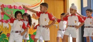 Children performing activity while celebrating Mother’s Day at Nightingale School in Jammu.