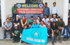 Trekkers posing for a photograph during flag off function on Monday. 