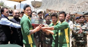 Winning team of Capt Saurabh Kalia LOC Cricket Tourney posing for group photograph. 