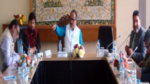 Deputy Chief Minister Dr Nirmal Singh chairing a meeting on Saturday. 