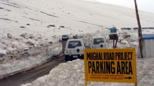Vehicles plying on Mughal Road on Saturday.