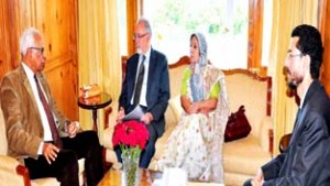 Governor N N Vohra in a meeting with members of Bedil Foundation on Friday.