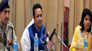 Minister for CA&PD, Ch Zulfkar Ali chairing a meeting at Rajouri on Saturday.