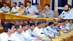 DDC Udhampur Dr Shahid Iqbal Choudhary chairing a meeting at Udhampur.