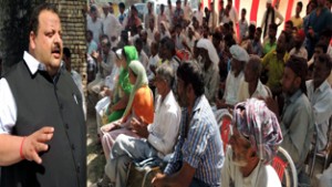 Provincial President NC Devender Singh Rana addressing party workers at Bajalta on Saturday.