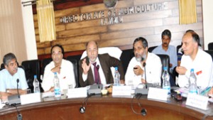 Commissioner/ Secretary Agriculture Production, Mohammad Ashraf Bukhari reviewing functioning of departments.