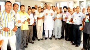 PCC general secretary and ex-MLA Balwan Singh and others launching Cong membership drive  at Marh on Wednesday. 