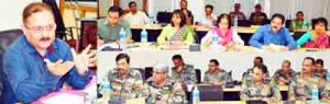 Divisional Commissioner, Dr Pawan Kotwal chairing a meeting at Jammu on Thursday.