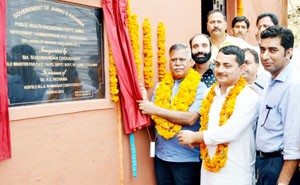 Minister for PHE Sukhnandan Kumar inaugurating Channi-Mansar Water Supply Scheme.