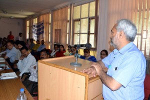 JU VC delivering inaugural address at orientation programme for NSS programme officers on Thursday.