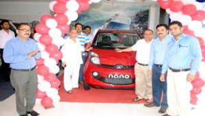 Officials of Tata Motors launching all new GenXNano range in Jammu.
